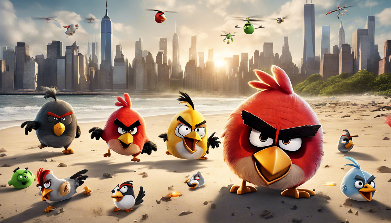 découvrez les frénétiques affrontements entre les angry birds et des drones sur une plage de new york dans ce jeu délirant mêlant action et humour.