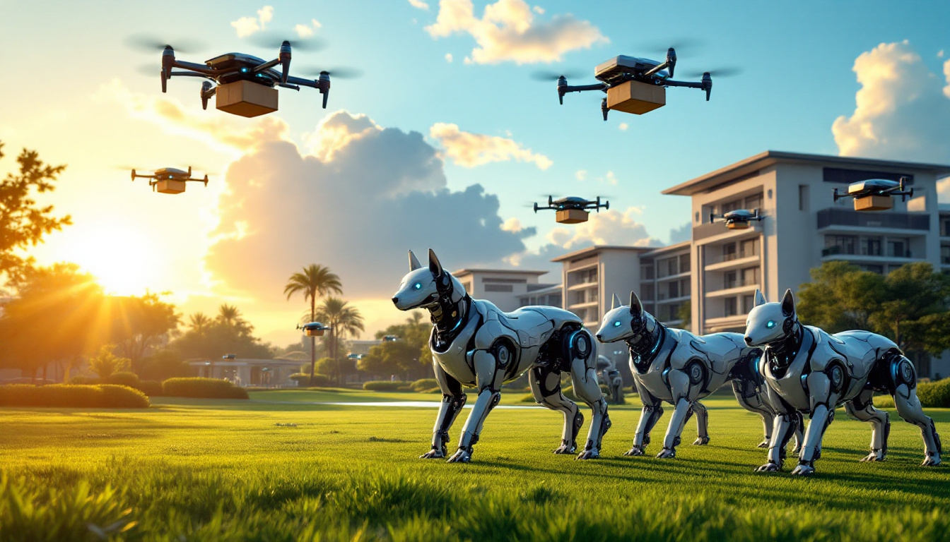 découvrez comment des chiens robots et des drones innovants prennent leur envol au rome country club pour des tests de livraison révolutionnaires. une expérience unique alliant technologie avancée et services modernes dans un cadre exceptionnel.