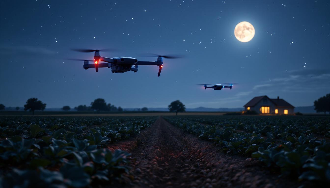 découvrez comment des drones nocturnes opèrent discrètement pour surveiller et protéger les précieuses récoltes de cacahuètes. grâce à une technologie avancée, ces engins volants agissent dans l'ombre pour prévenir les menaces et assurer la sécurité des cultures. plongez dans l'univers innovant de l'agriculture de précision.