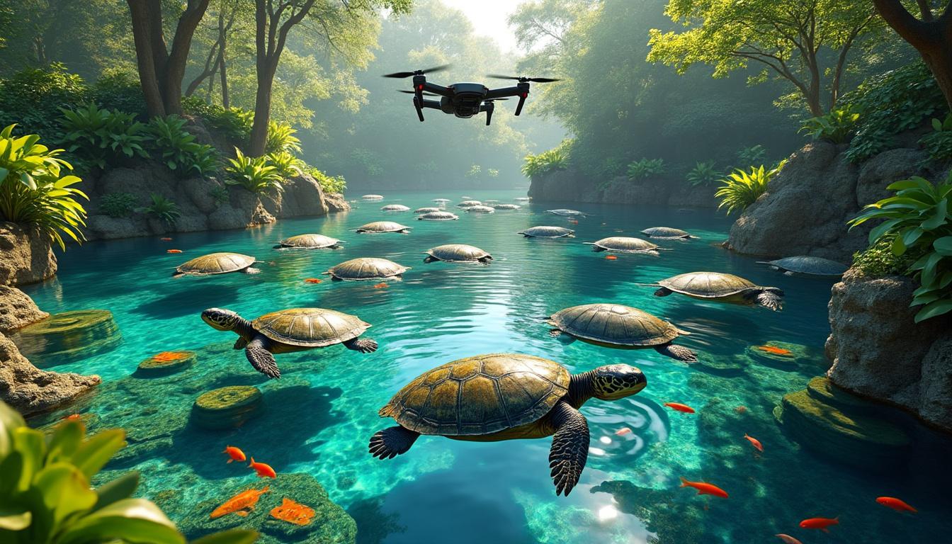 découvrez le plus grand havre de tortues géantes d'eau douce au monde grâce à une exploration extraordinaire de drones. plongez au cœur de cette révélation fascinante qui met en lumière la beauté et la majesté de ces créatures uniques dans leur habitat naturel.