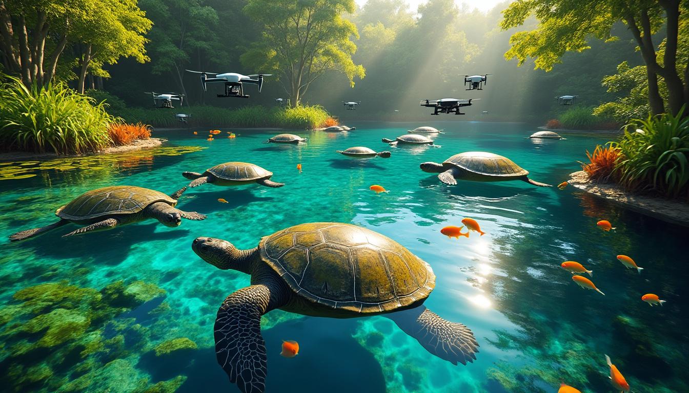 découvrez une aventure incroyable où des drones mettent en lumière le plus grand refuge de tortues géantes d'eau douce au monde. plongez dans cette exploration fascinante et faites la connaissance de ces créatures majestueuses dans leur habitat naturel.