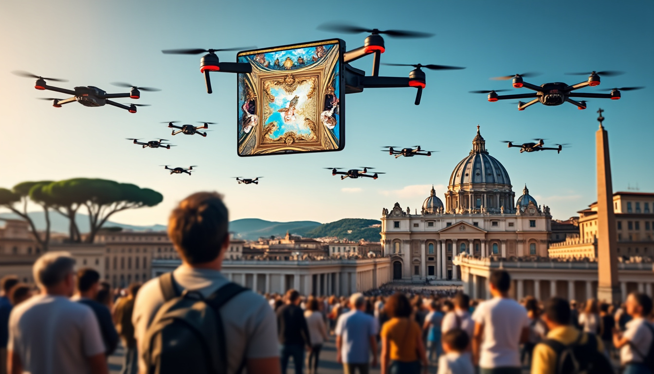 assistez à un spectacle aérien inédit : 1 000 drones illuminent le ciel du vatican en reproduisant les chefs-d'œuvre de michel-ange, fusionnant technologie et art pour une expérience visuelle fascinante.