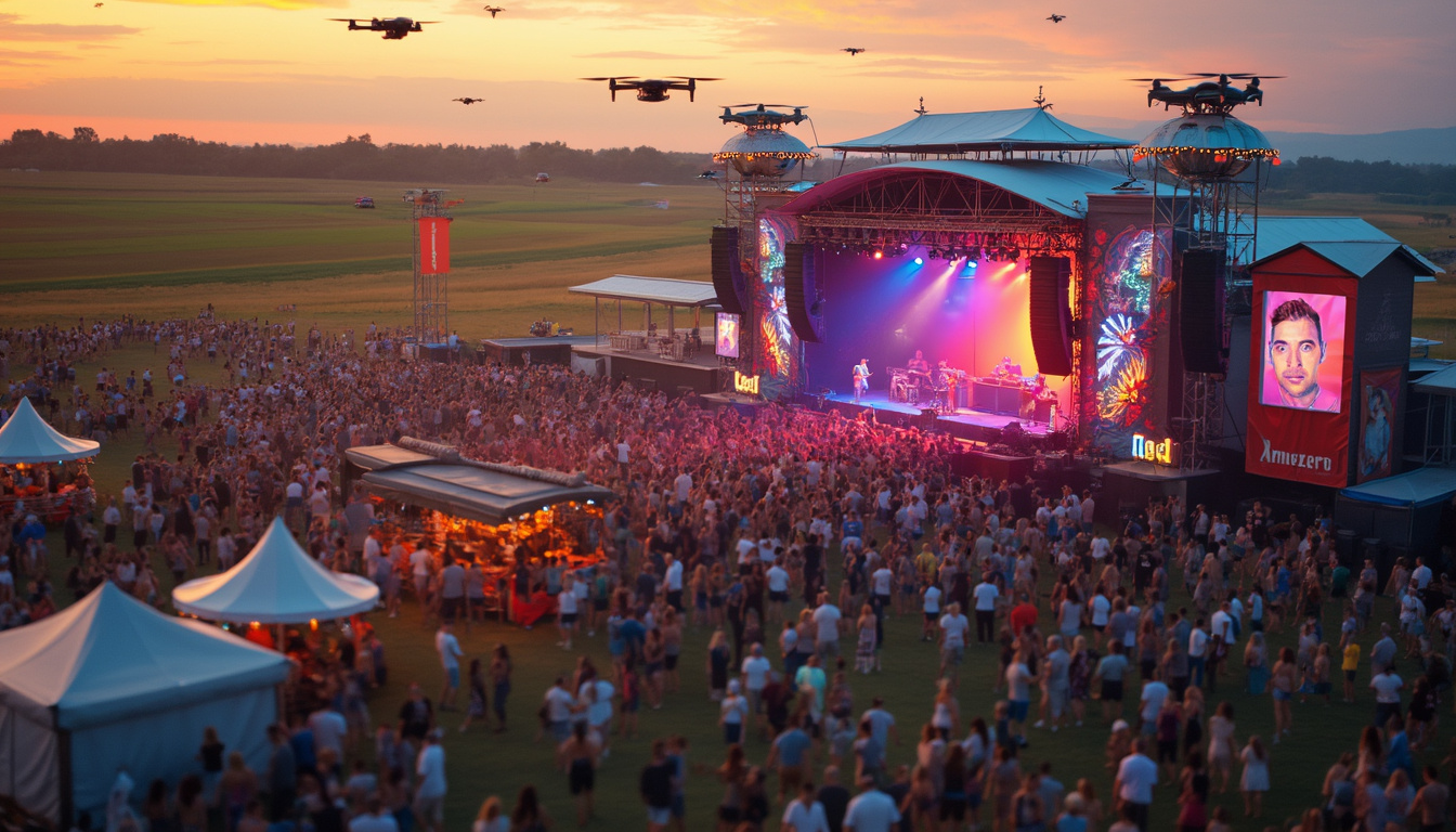 découvrez comment l'utilisation des drones révolutionne l'expérience des festivals de musique, offrant des vues inédites, des performances visuelles spectaculaires et renforçant la sécurité lors de ces événements incontournables.