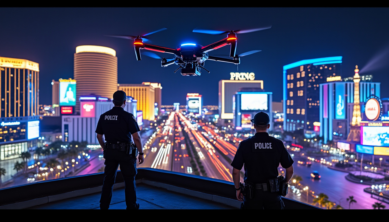la police de las vegas utilise désormais des drones lancés depuis les toits pour surveiller la ville, une initiative étroitement suivie par l’aclu, soucieuse du respect de la vie privée et des libertés civiles.