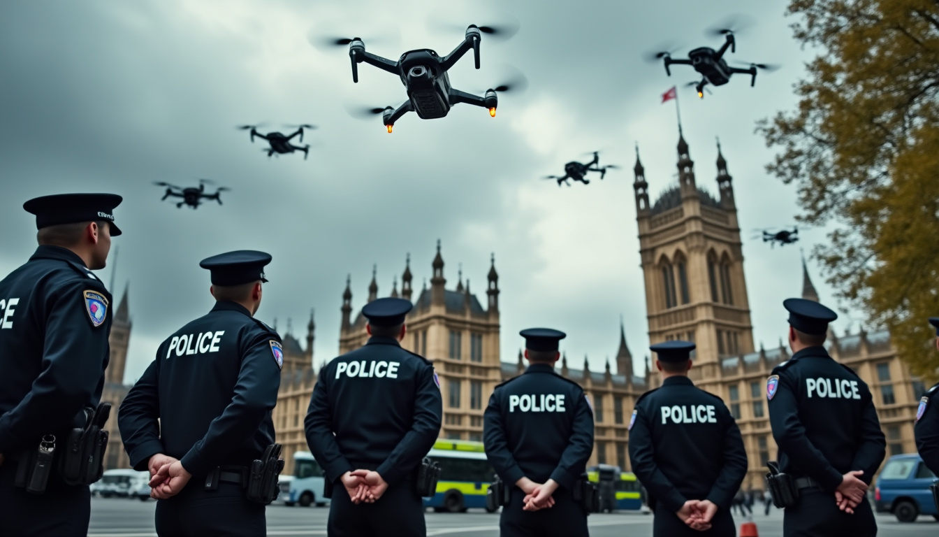 découvrez comment la police britannique déploie des drones dji pour renforcer la sécurité lors de la visite d'état du président trump au royaume-uni. suivi, surveillance et technologies innovantes au service de la sûreté publique.