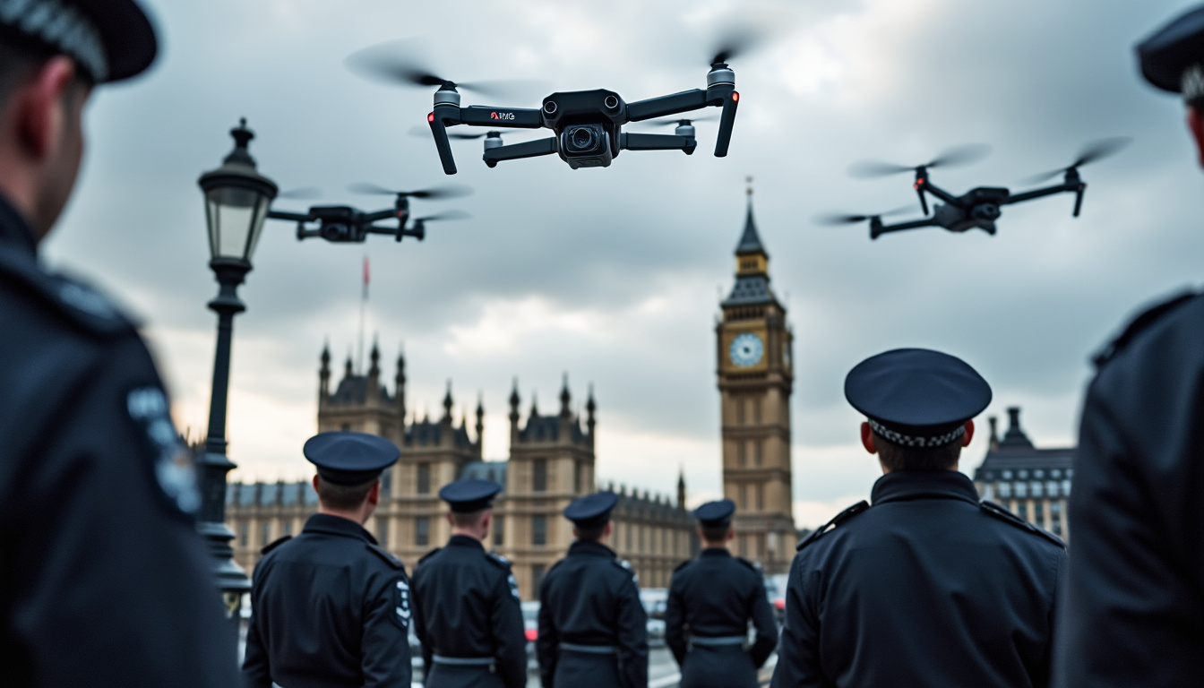 découvrez comment la police britannique a déployé des drones dji pour renforcer la sécurité lors de la visite d'état de donald trump, assurant une surveillance aérienne sophistiquée pendant l'événement.
