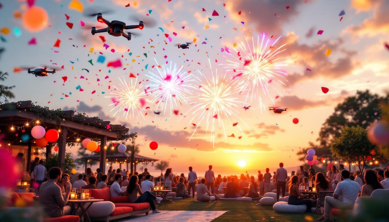 découvrez 5 idées originales d’animations avec des drones pour épater vos invités et transformer votre fête en un événement mémorable. illumination, spectacles aériens, prises de vues et plus encore !