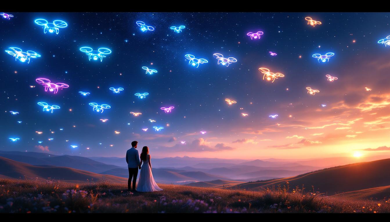 découvrez comment ce couple innovant a troqué les feux d’artifice traditionnels contre un spectacle magique de drones lumineux lors de leur événement. une alternative époustouflante, écologique et inoubliable !
