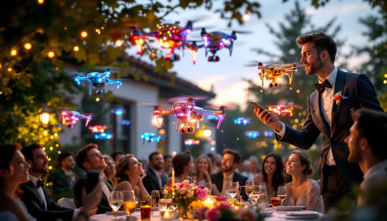 découvrez comment un incroyable vol de drones a émerveillé tous les invités lors d’un mariage, créant un spectacle inoubliable et innovant. les secrets de cette animation originale à découvrir ici !