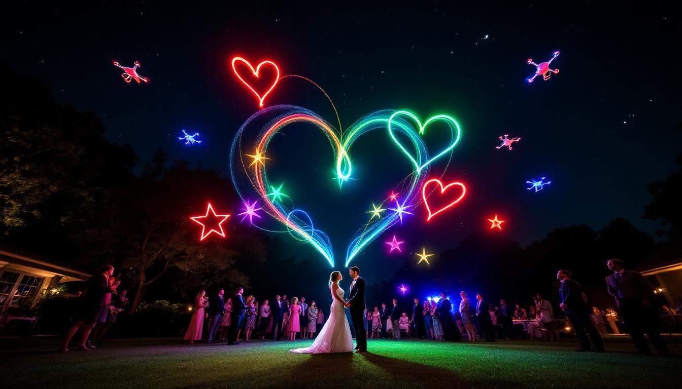 découvrez comment un spectaculaire vol de drones a émerveillé tous les invités lors d’un mariage, créant un moment inoubliable et féérique. lisez notre article pour tout savoir sur cette animation originale !