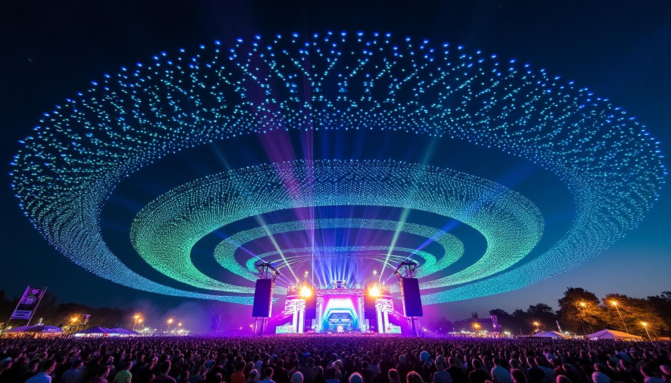 découvrez comment les spectacles de drones révolutionnent l’événementiel en remplaçant feux d’artifice et animations lumineuses traditionnelles, pour offrir des shows innovants, écologiques et spectaculaires.